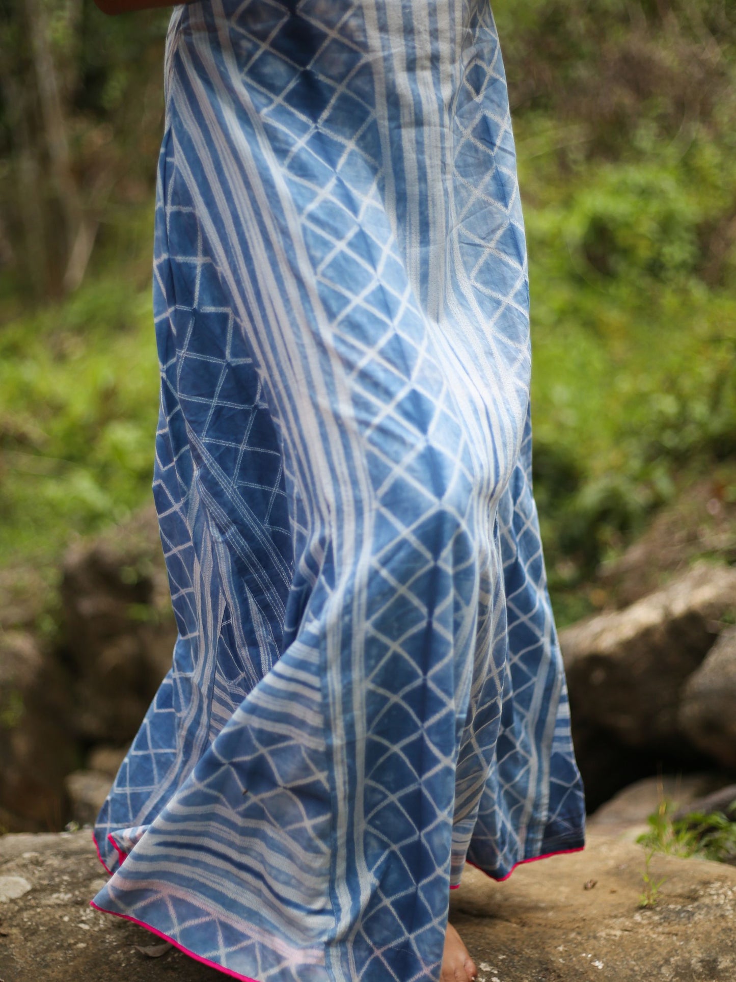 'Anokhi' Hand-dyed Shibori Pure Cotton Dress with Adjustable Straps