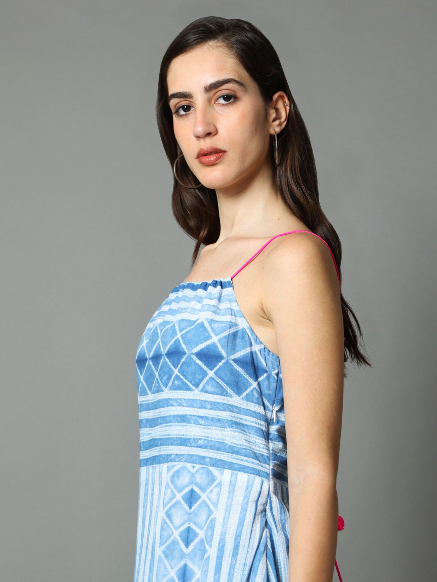 'Anokhi' Hand-dyed Shibori Pure Cotton Dress with Adjustable Straps