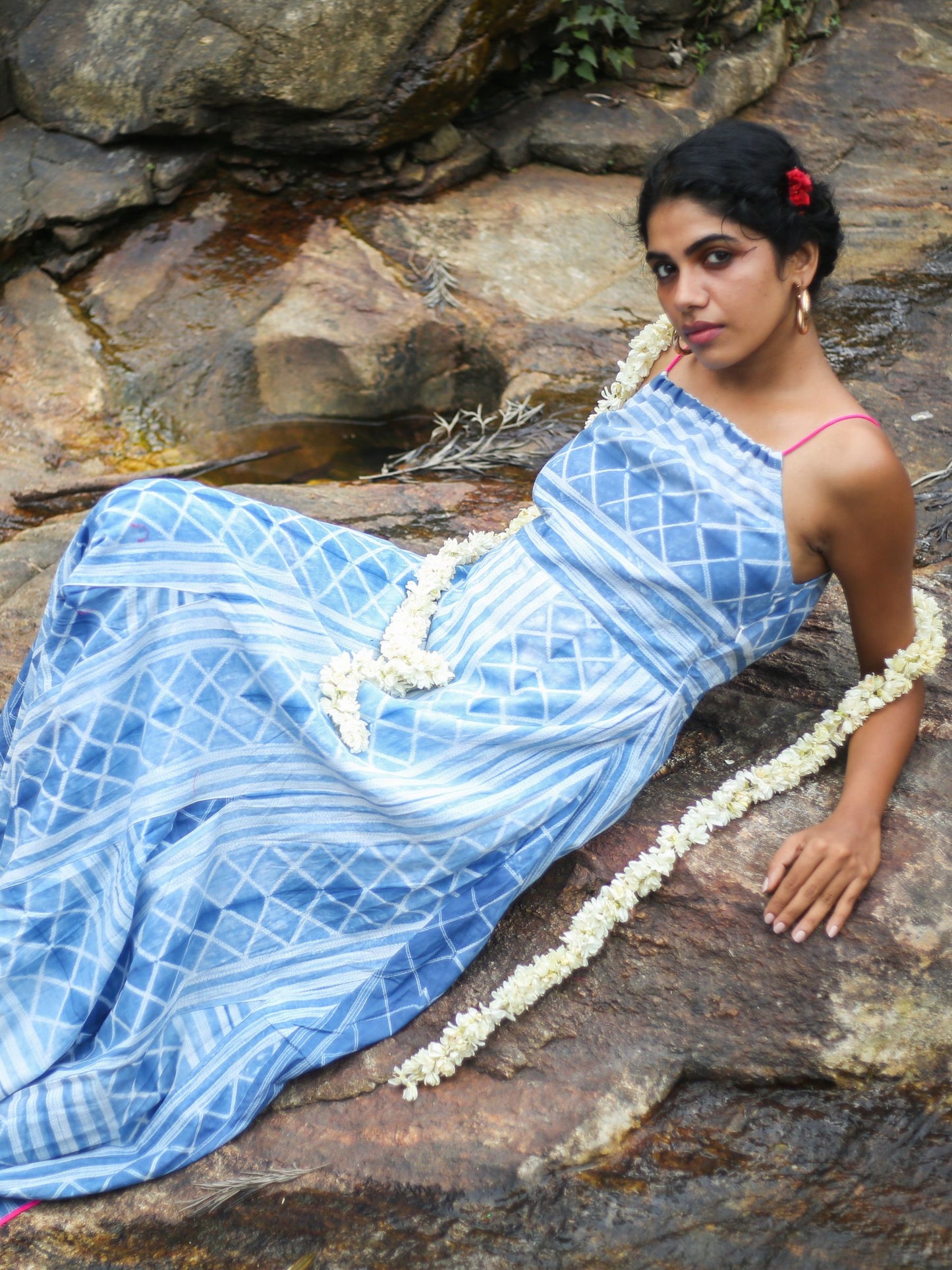 'Anokhi' Hand-dyed Shibori Pure Cotton Dress with Adjustable Straps