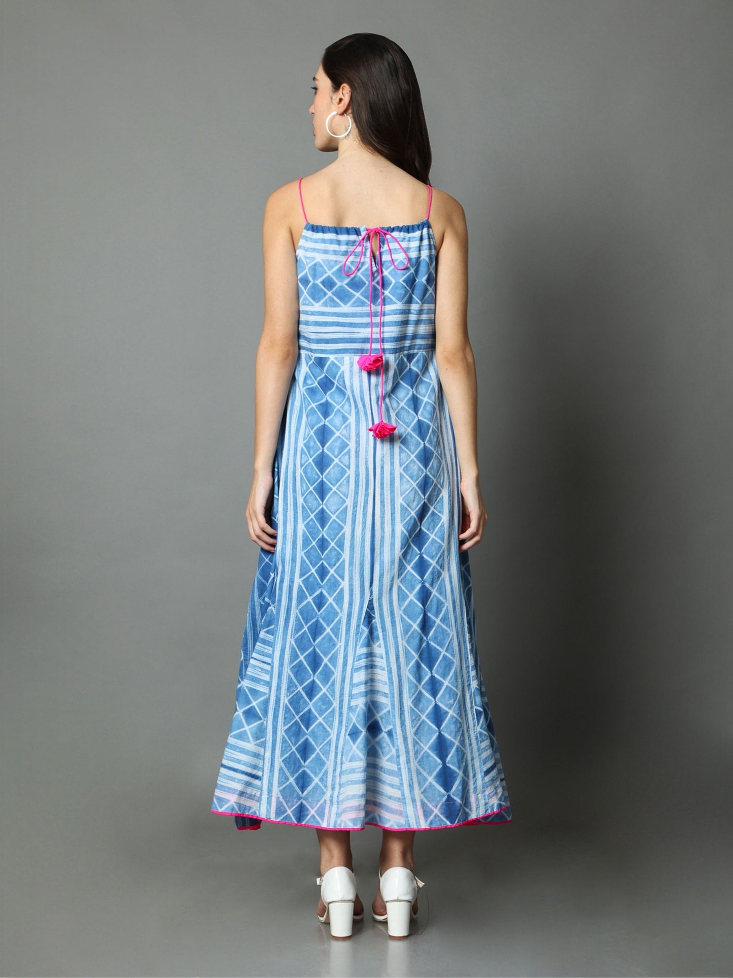 'Anokhi' Hand-dyed Shibori Pure Cotton Dress with Adjustable Straps