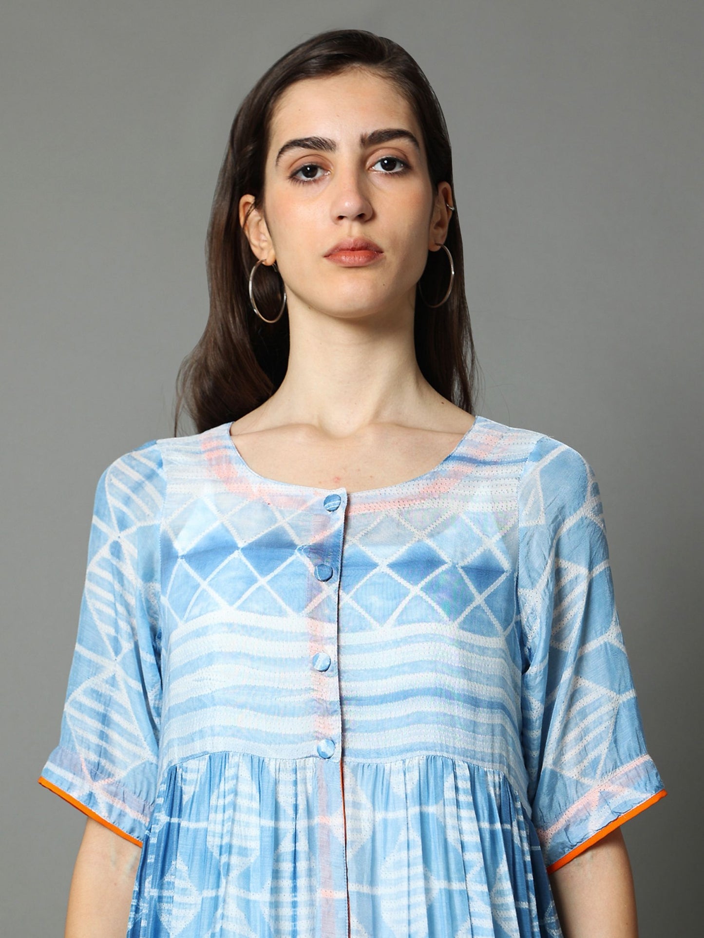 'Aparjita' Hand-dyed Shibori Vegan Silk Double-layer Dress