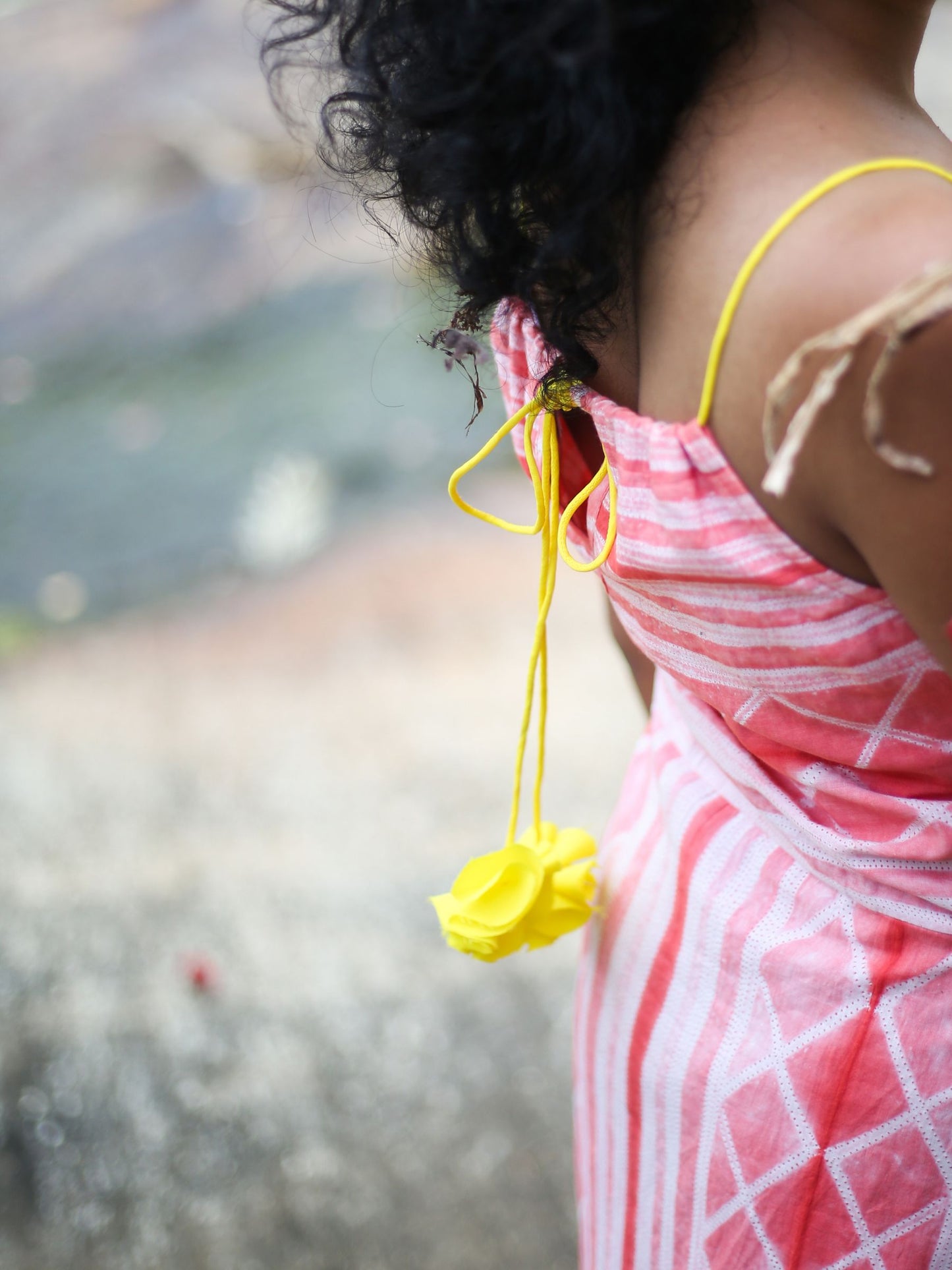 'Coral' Hand-dyed Shibori Pure Cotton Dress with Adjustable Straps