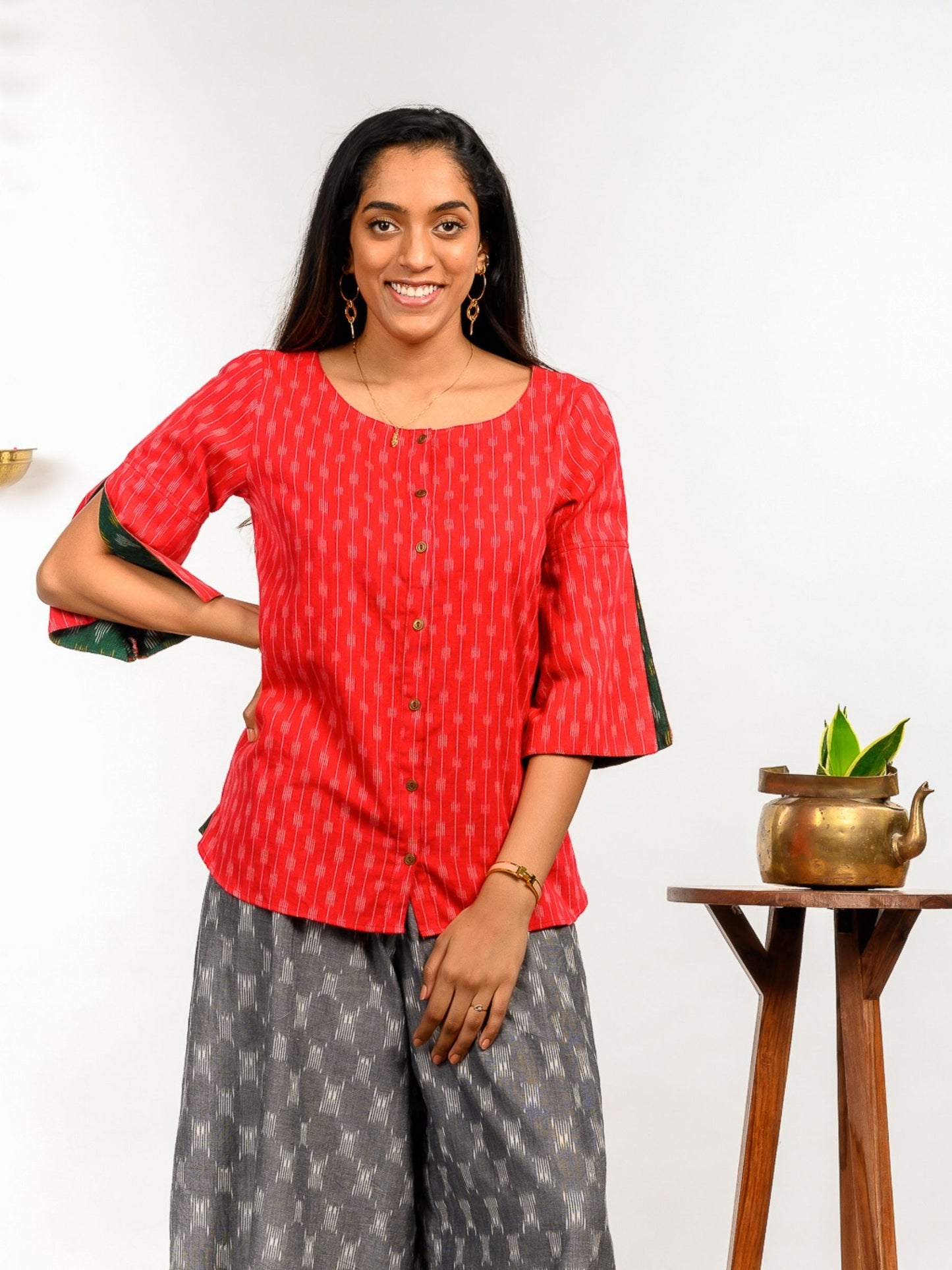 'June' Handwoven Ikat Pure Cotton Top