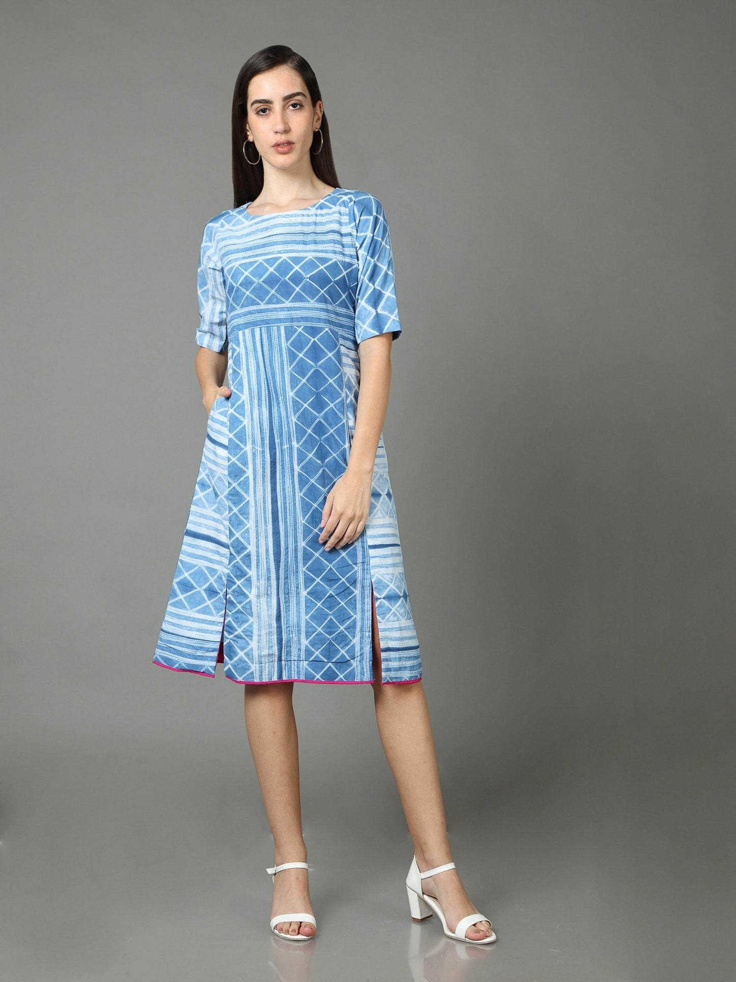 'Lapis' Hand-dyed Shibori Pure Cotton Dress