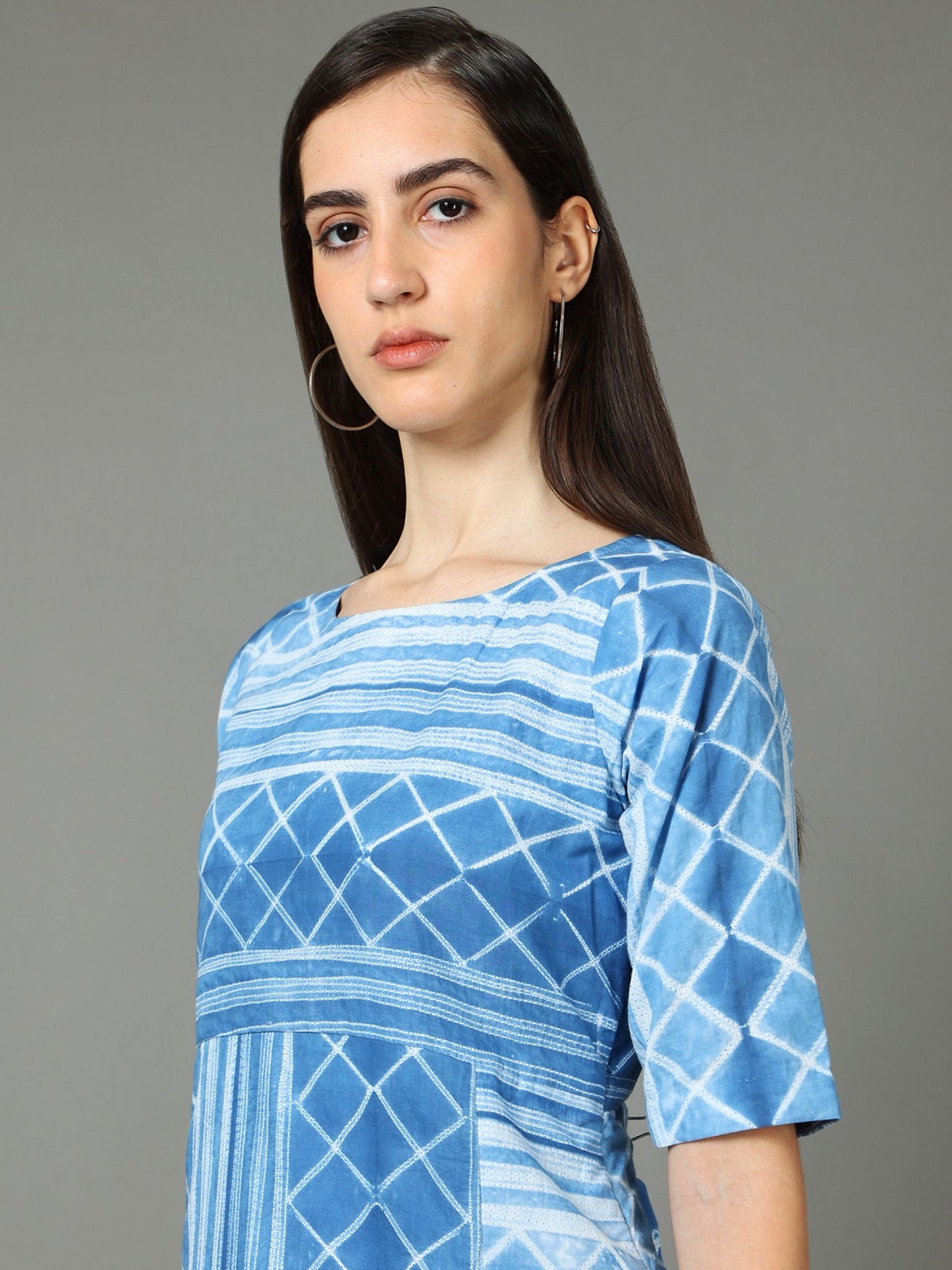 'Lapis' Hand-dyed Shibori Pure Cotton Dress