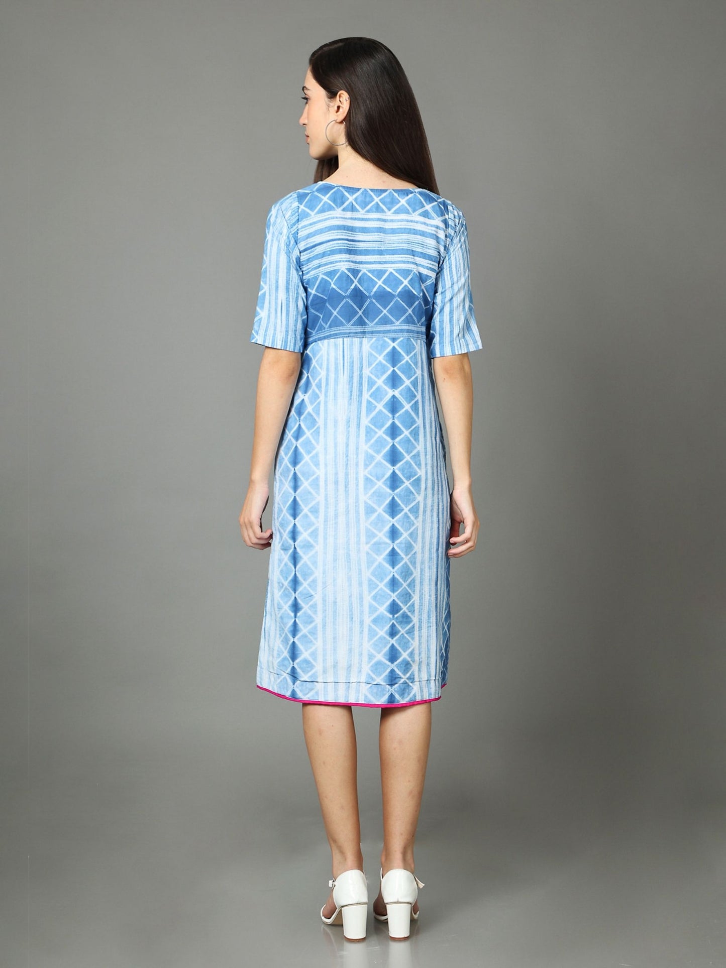 'Lapis' Hand-dyed Shibori Pure Cotton Dress