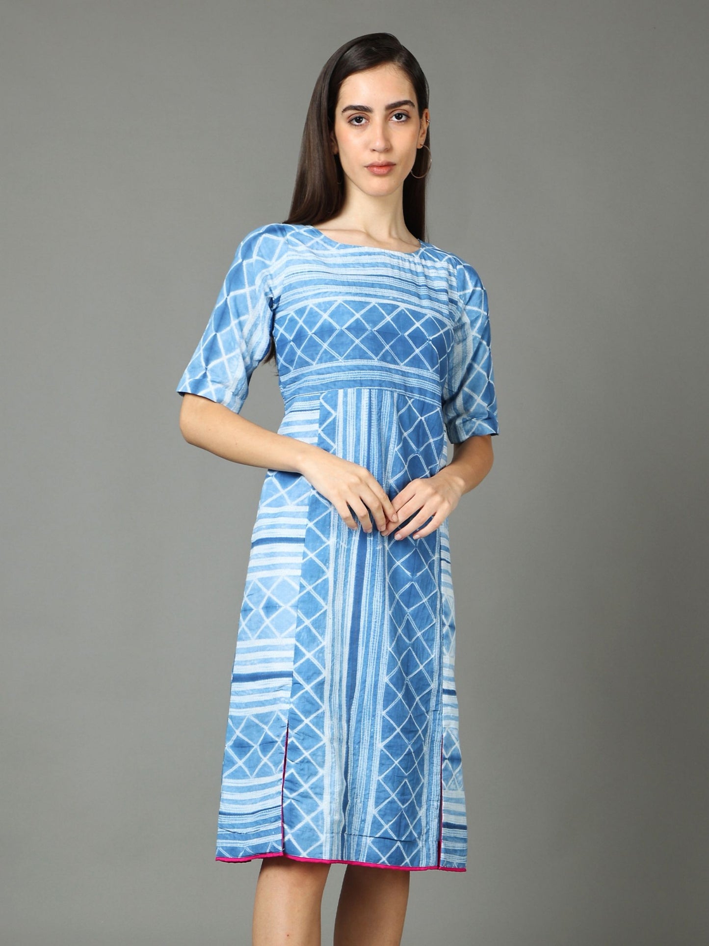 'Lapis' Hand-dyed Shibori Pure Cotton Dress