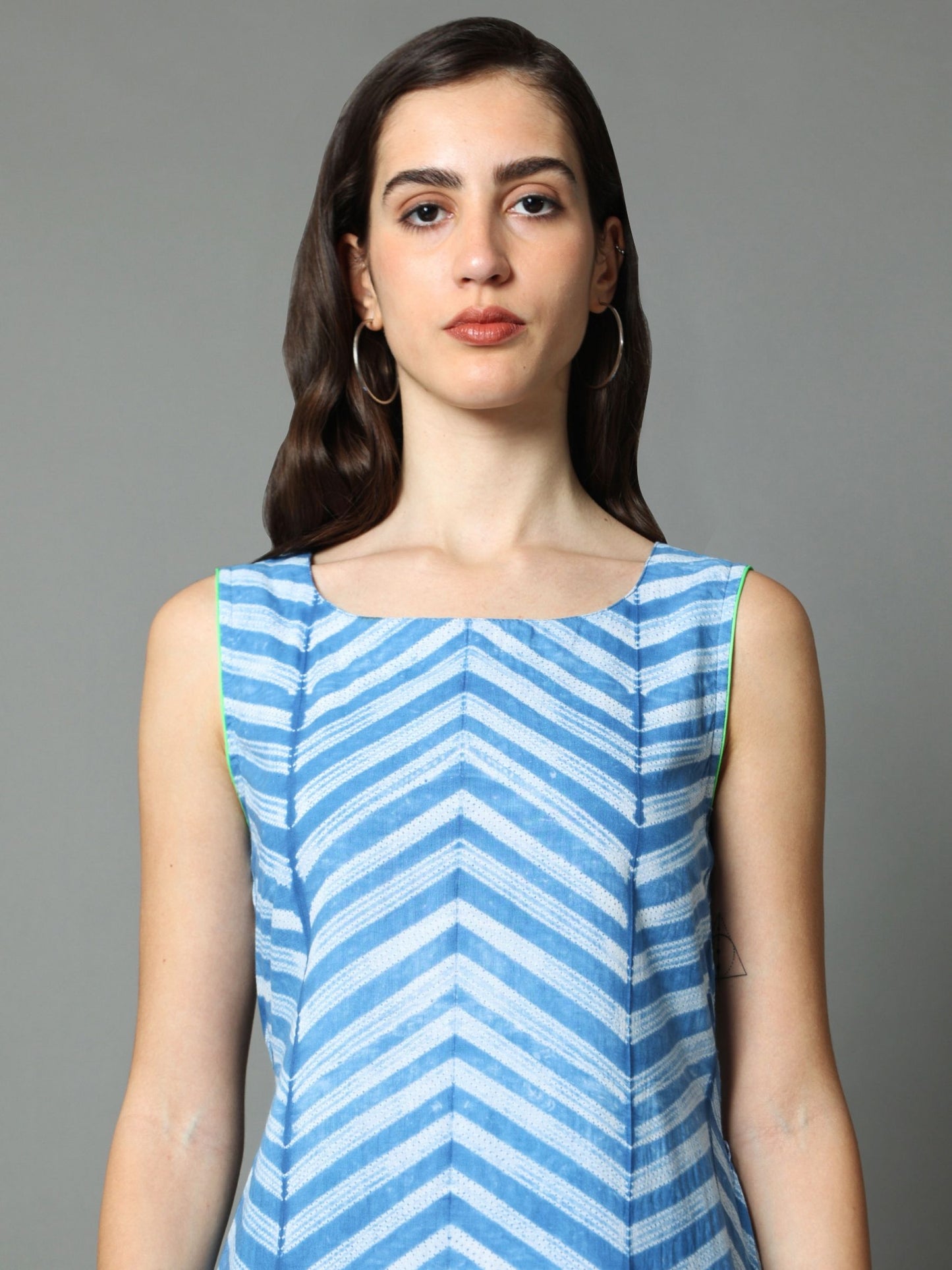 'Neera' Hand-dyed Shibori Pure Cotton Indigo Dress