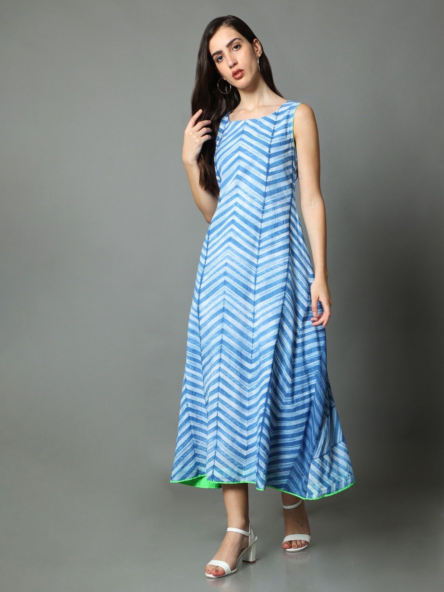 'Neera' Hand-dyed Shibori Pure Cotton Indigo Dress