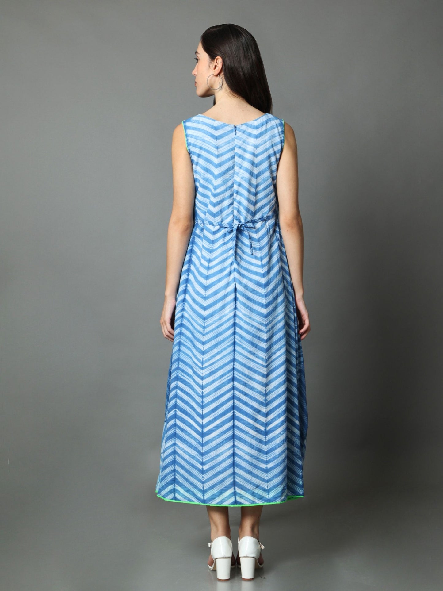 'Neera' Hand-dyed Shibori Pure Cotton Indigo Dress