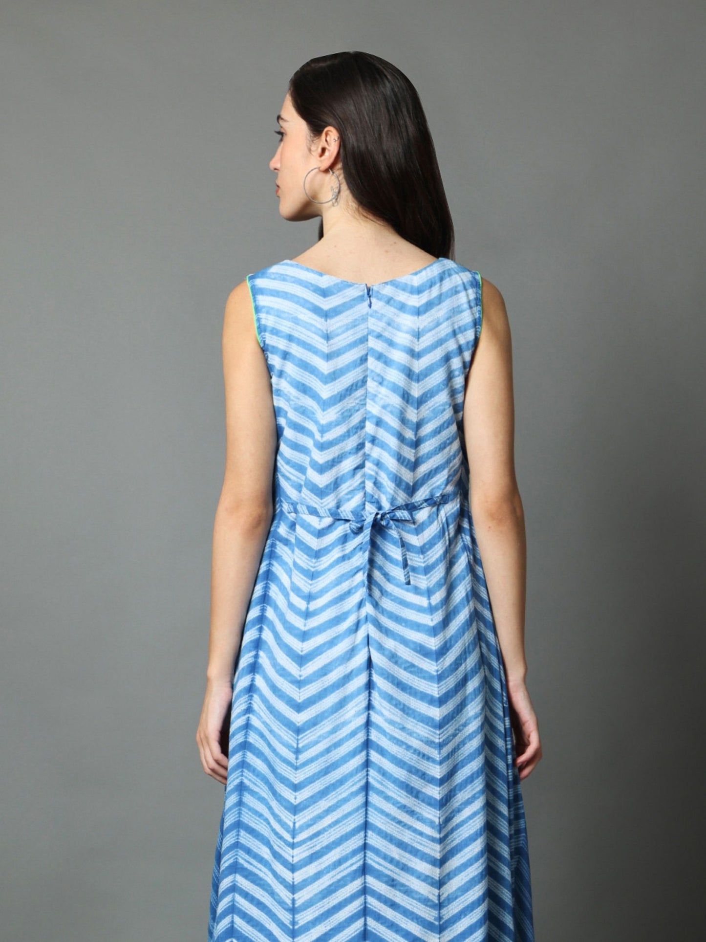 'Neera' Hand-dyed Shibori Pure Cotton Indigo Dress