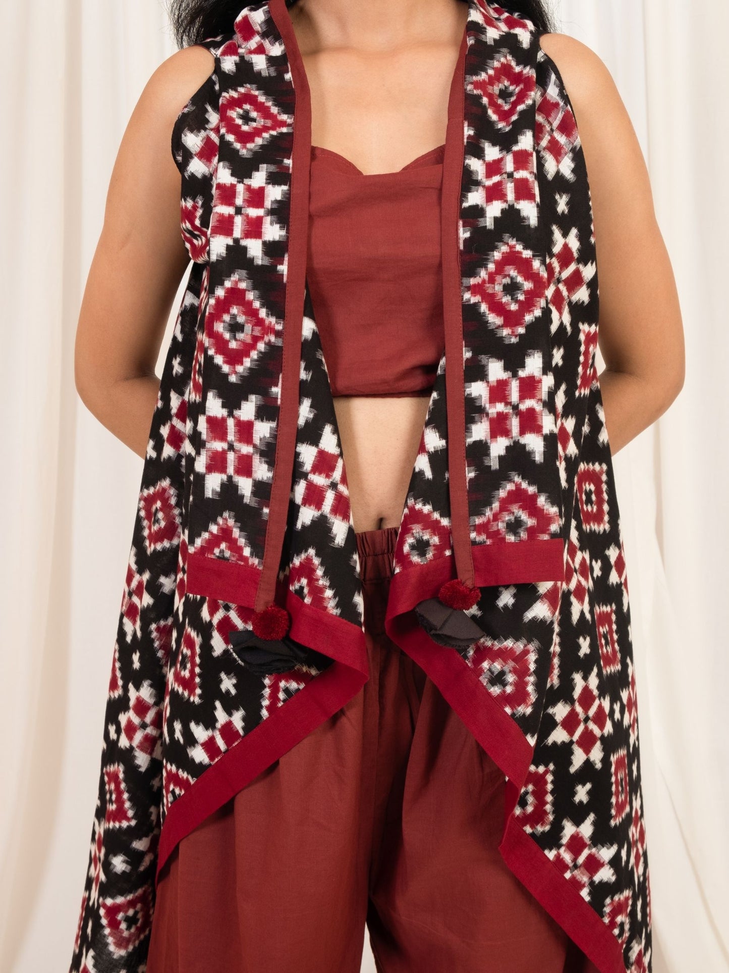 'Nora' Handloom Double Ikat Pure Cotton Shrug