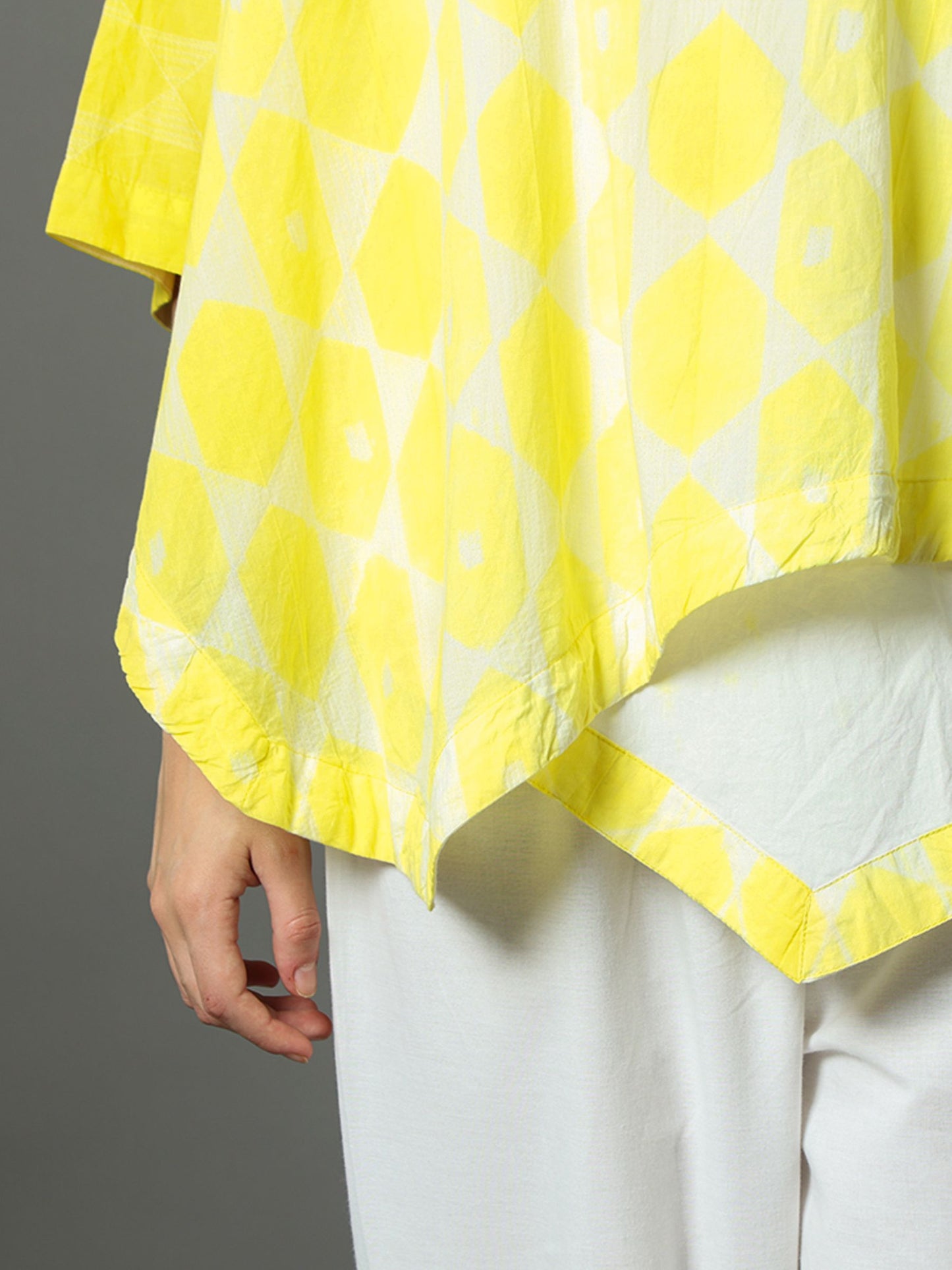 'Pinacolada' Hand-dyed Shibori Pure Cotton Poncho Top