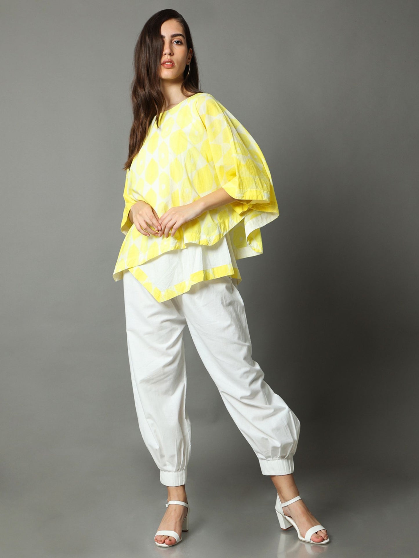 'Pinacolada' Hand-dyed Shibori Pure Cotton Poncho Top