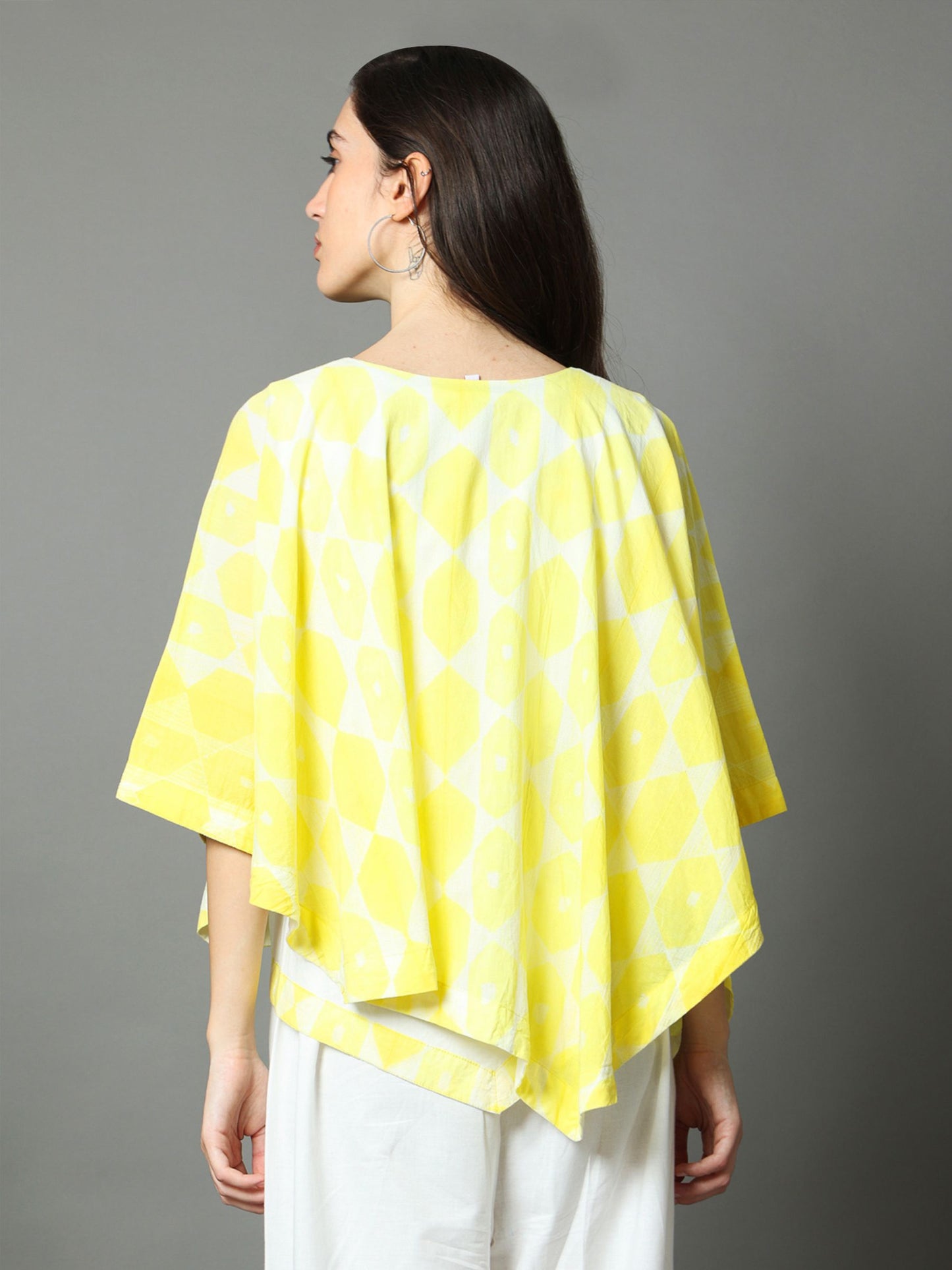 'Pinacolada' Hand-dyed Shibori Pure Cotton Poncho Top