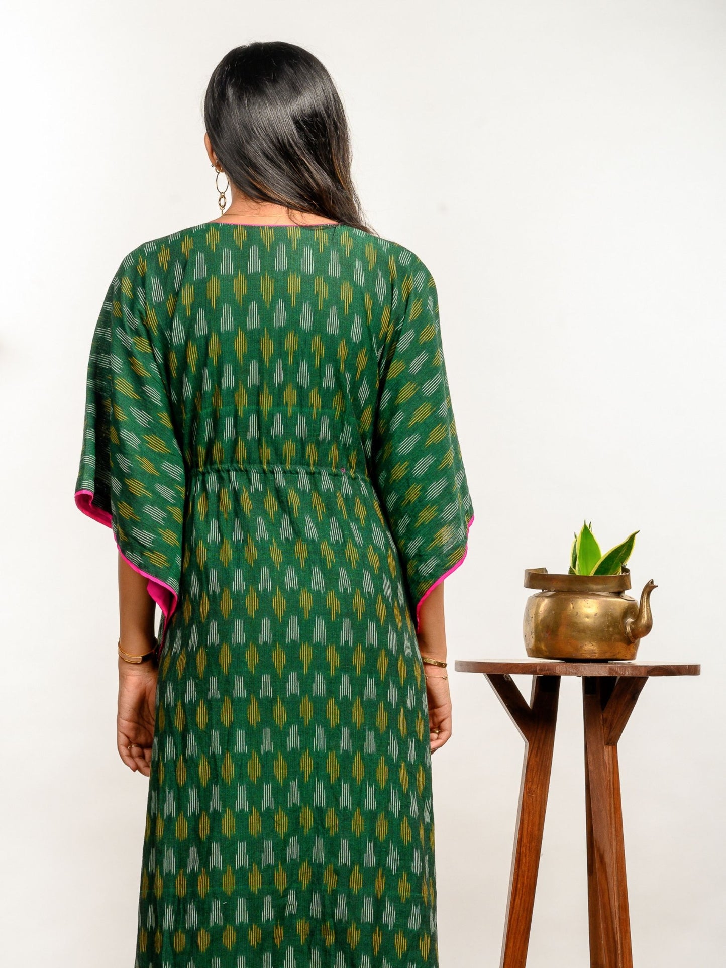 'Pine' Handwoven Ikat Pure Cotton Kaftan