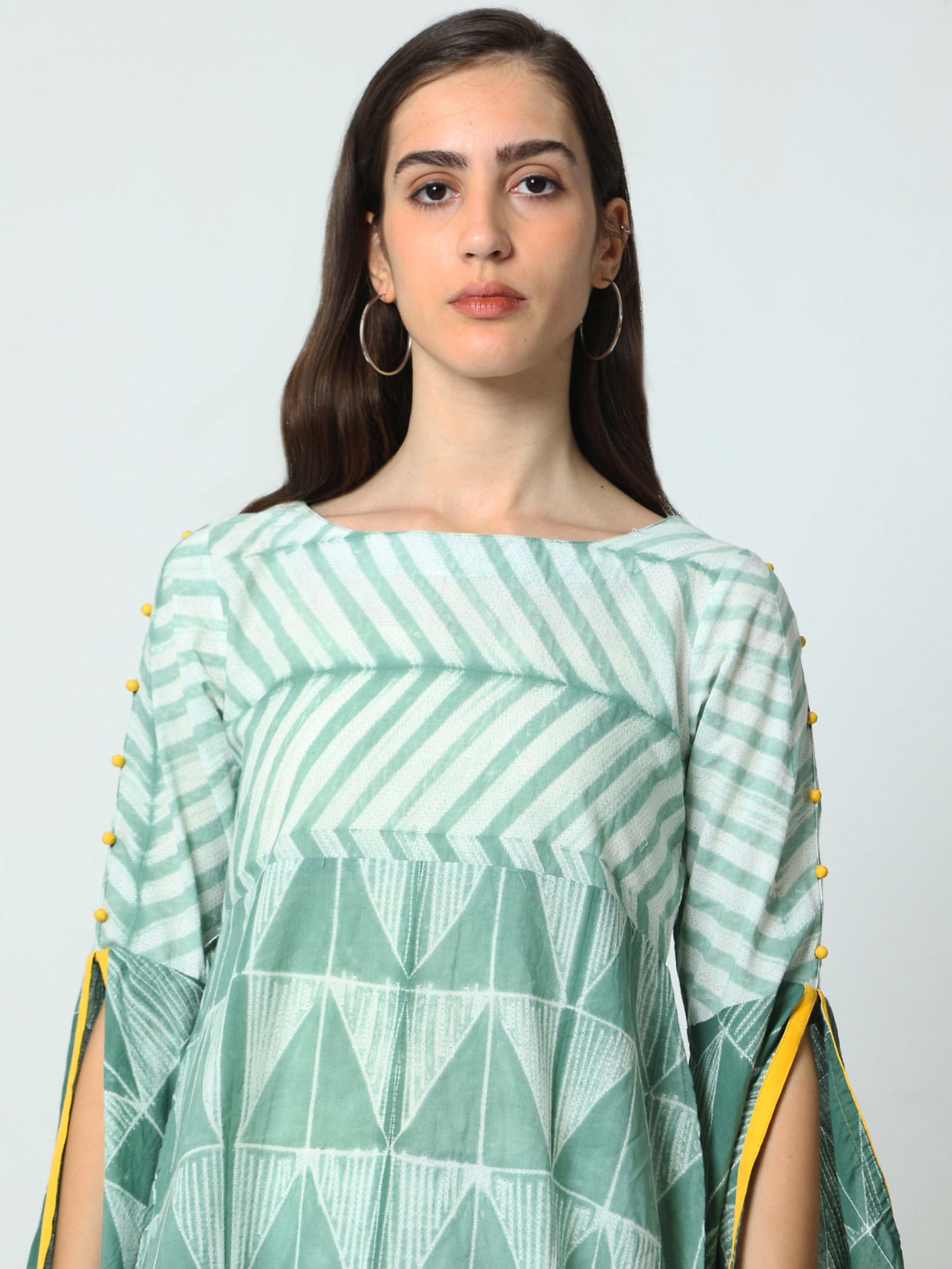 'Sasha' Hand-dyed Shibori Pure Cotton Top with Butterfly Sleeves