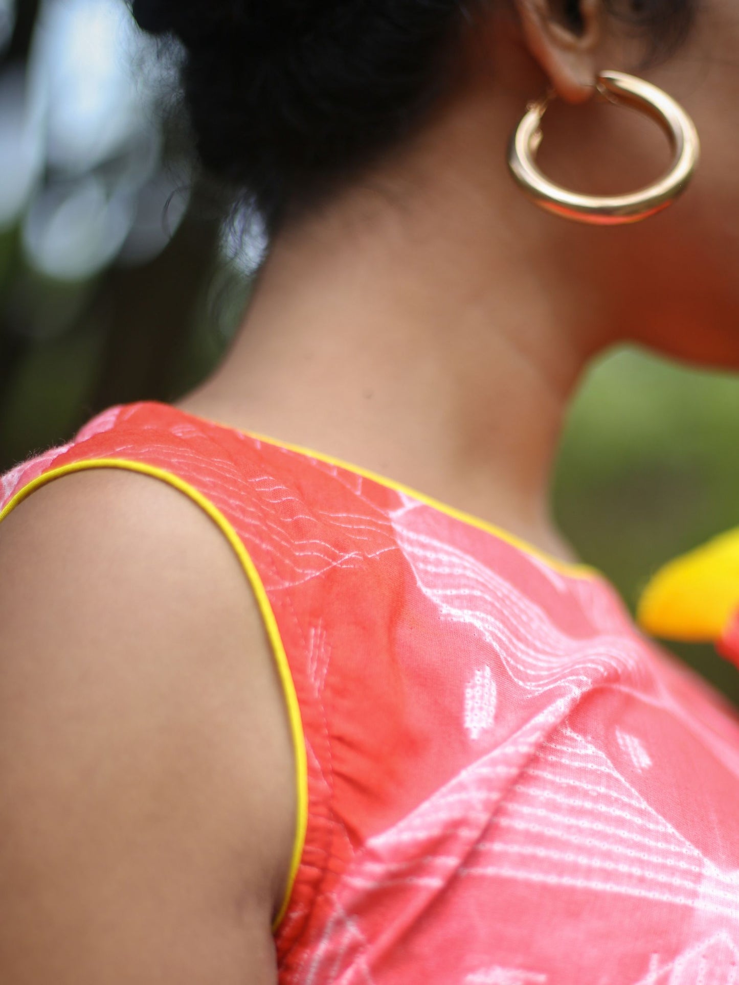 'Scarlet Sun' Hand-dyed Shibori Pure Cotton Layered Dress