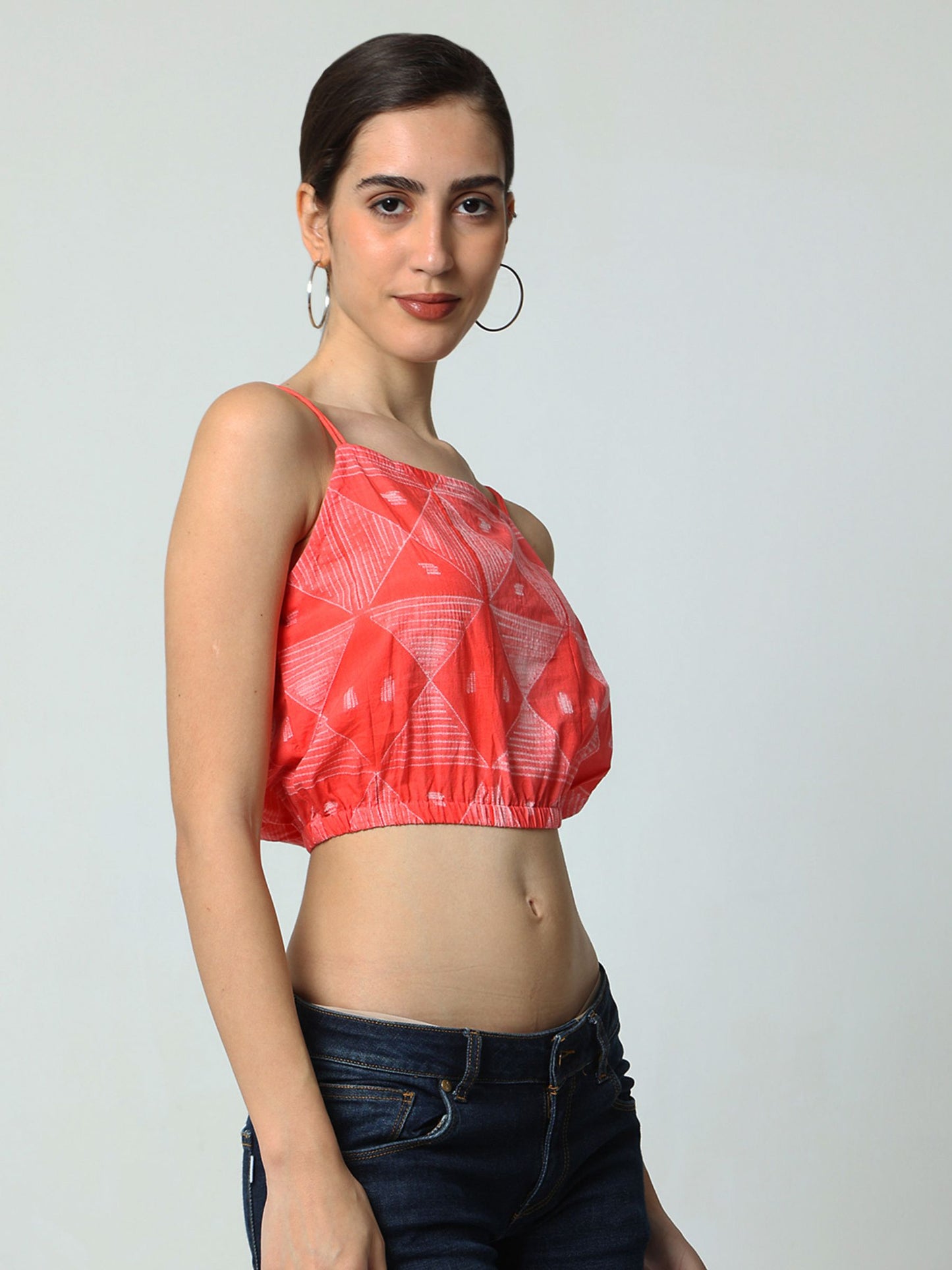 'Tarini' Hand-dyed Shibori Pure Cotton Crop Top