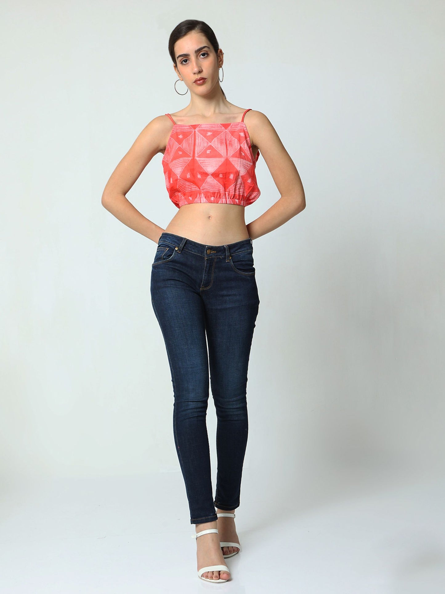 'Tarini' Hand-dyed Shibori Pure Cotton Crop Top