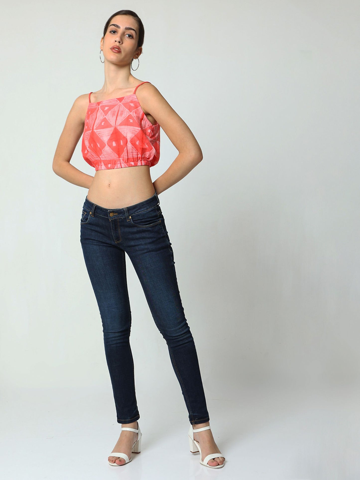 'Tarini' Hand-dyed Shibori Pure Cotton Crop Top