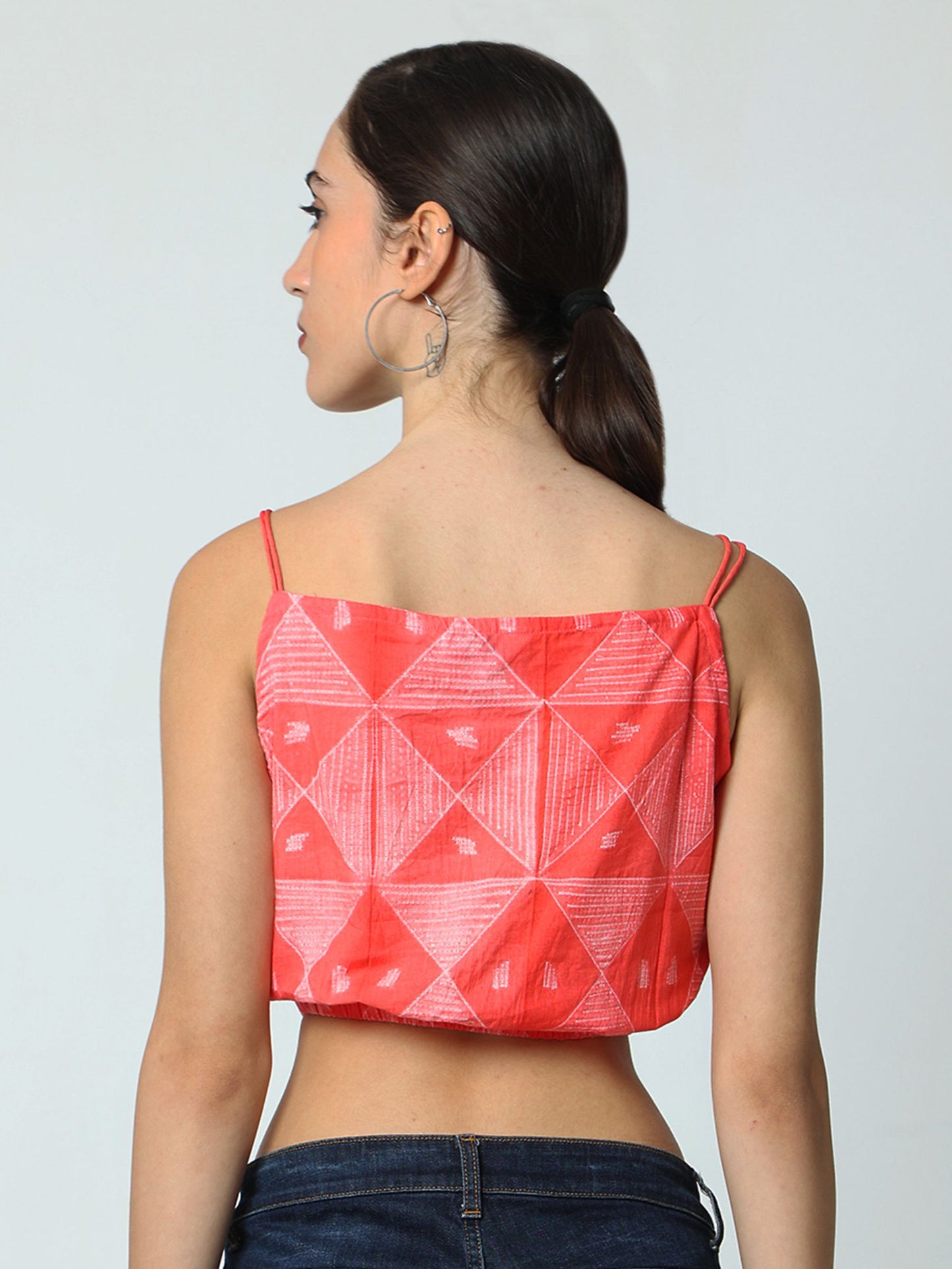 'Tarini' Hand-dyed Shibori Pure Cotton Crop Top