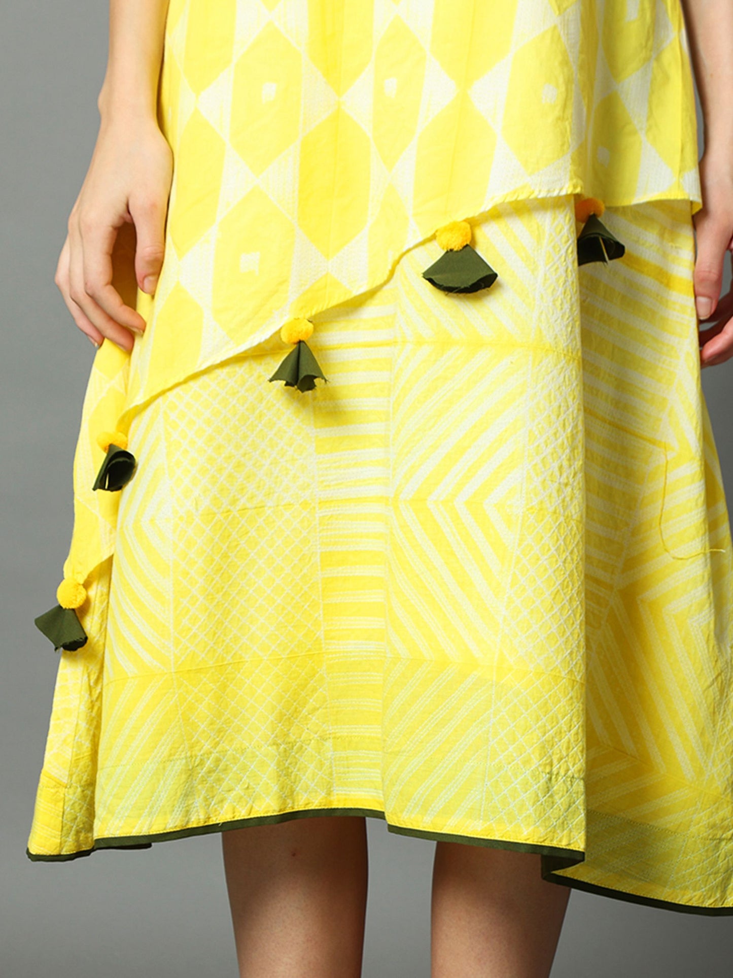 'Tuscan Sun' Hand-dyed Shibori Pure Cotton Layered Dress