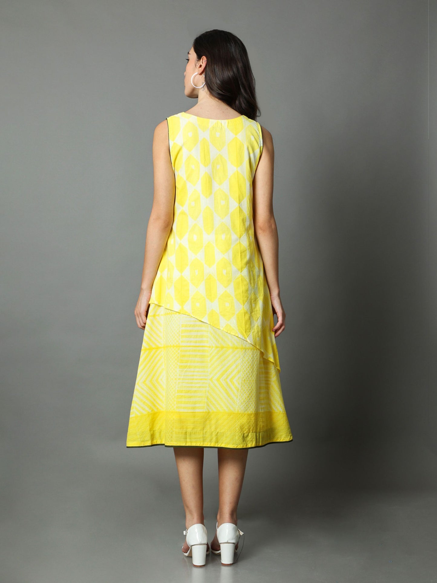 'Tuscan Sun' Hand-dyed Shibori Pure Cotton Layered Dress