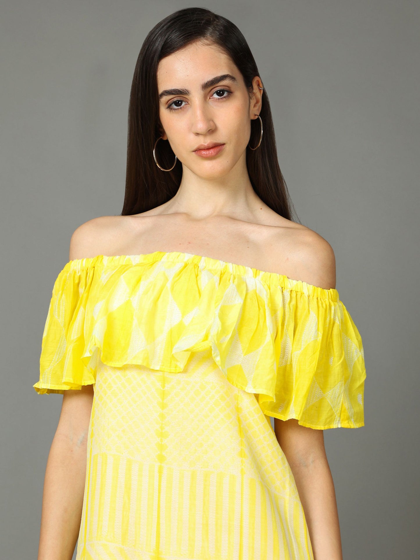 'Tuscany' Hand-dyed Shibori Vegan Silk Off-shoulder Dress