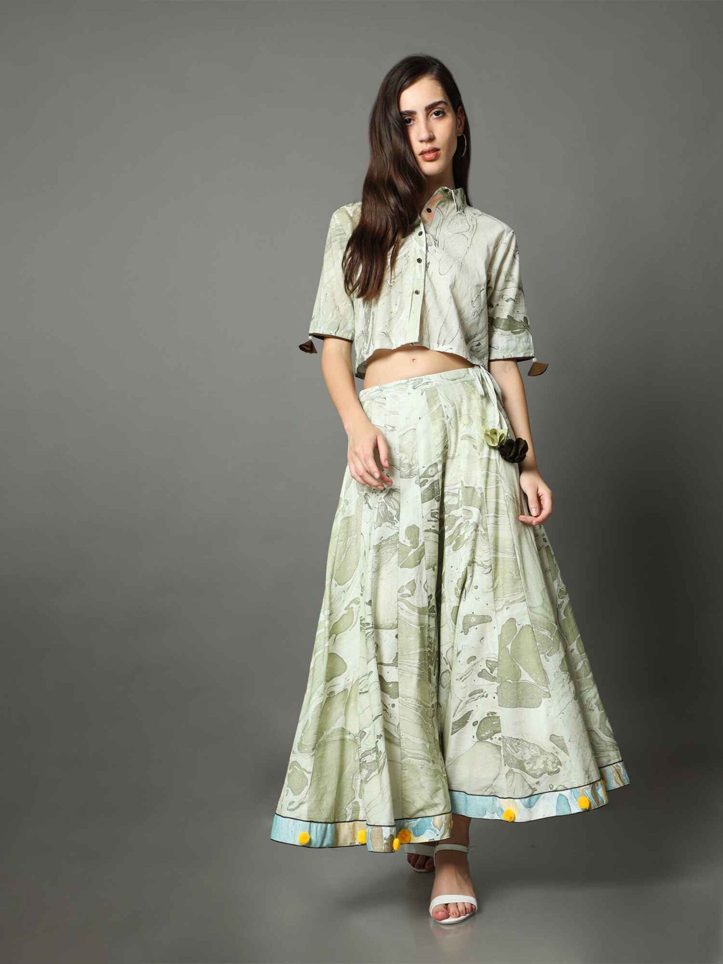 'Maria' Marble-dyed Pure Cotton Crop Top