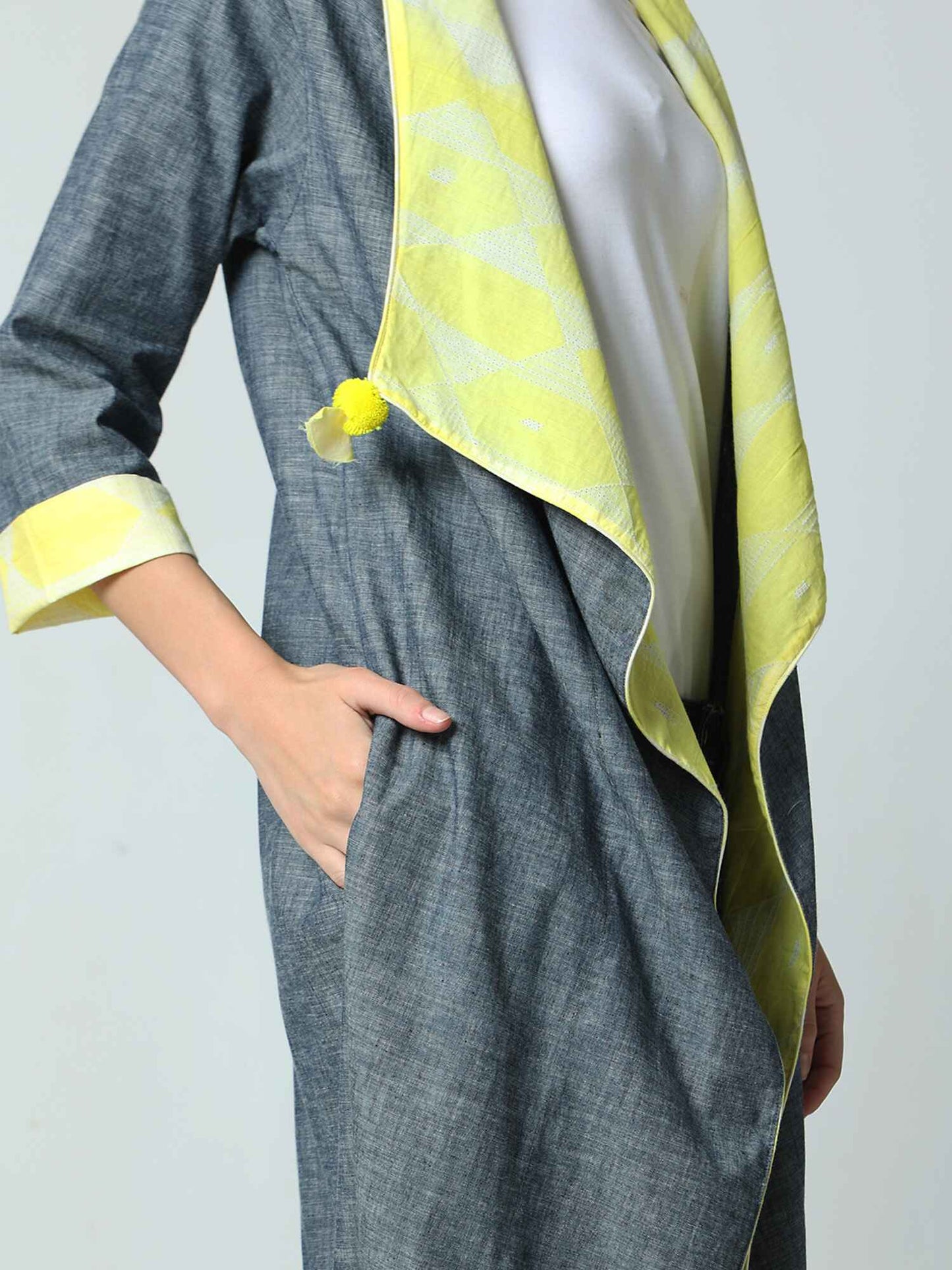 'Daisy' Hand-dyed Shibori Pure Cotton Denim Overlay (Spicy mango)