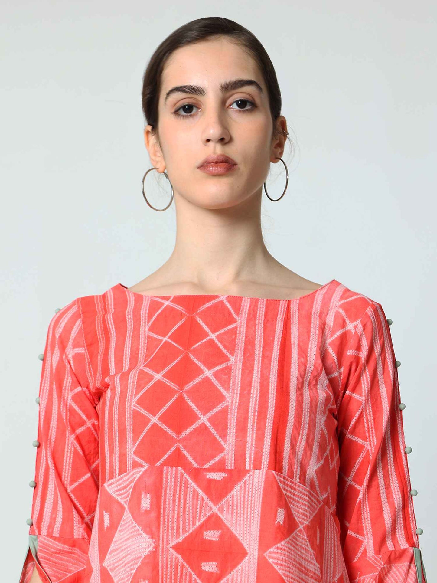 'Rumi' Hand-dyed Shibori Pure Cotton Top with Butterfly Sleeves