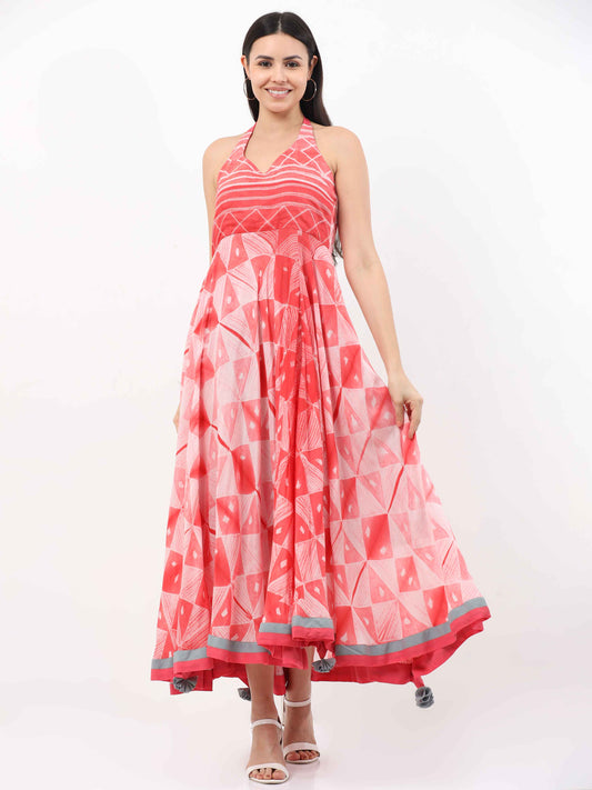 'Amyra' Hand-dyed Shibori Vegan Silk Halter Dress