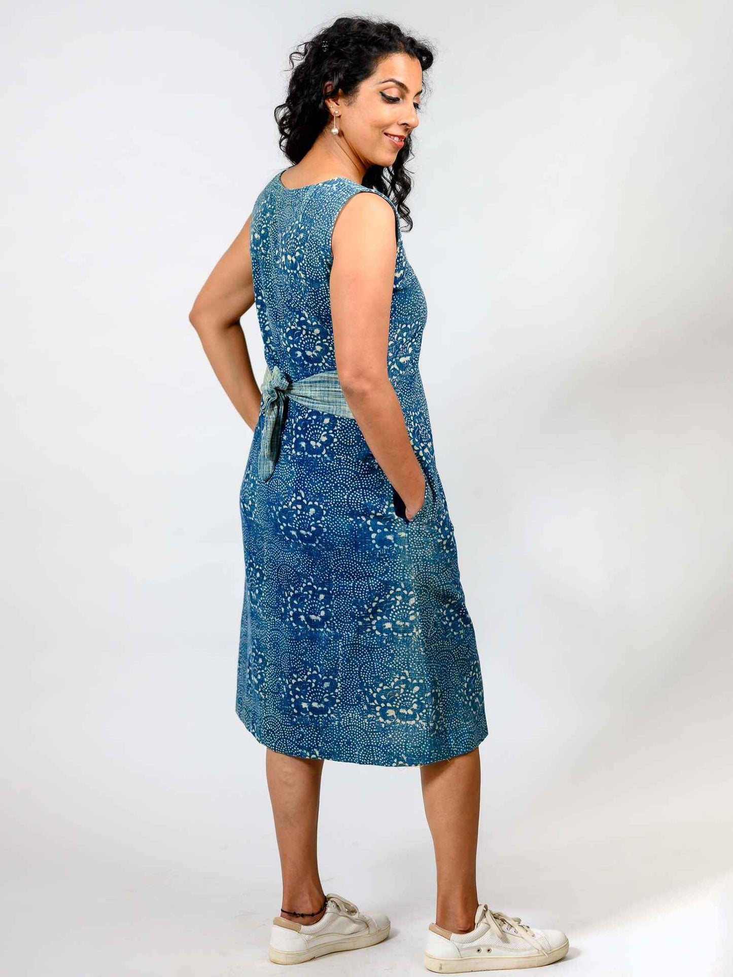 'Chavvi' Hand Blockprinted Indigo Pure Cotton Dress