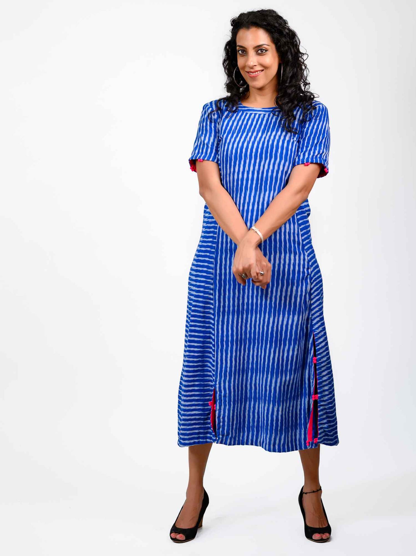 'Iris' Handwoven Ikat Pure Cotton Dress