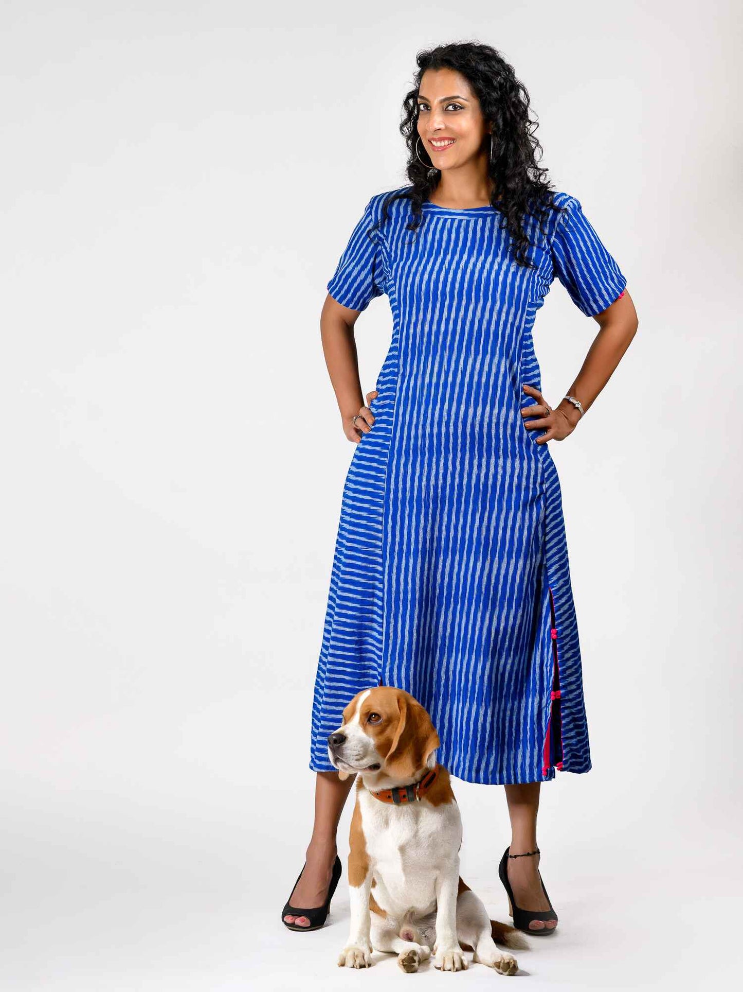 'Iris' Handwoven Ikat Pure Cotton Dress