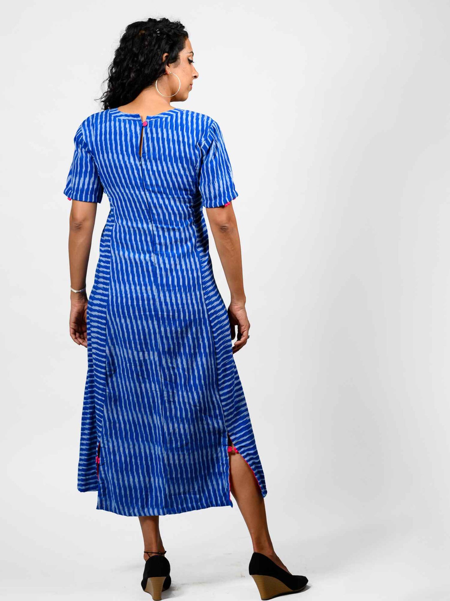 'Iris' Handwoven Ikat Pure Cotton Dress