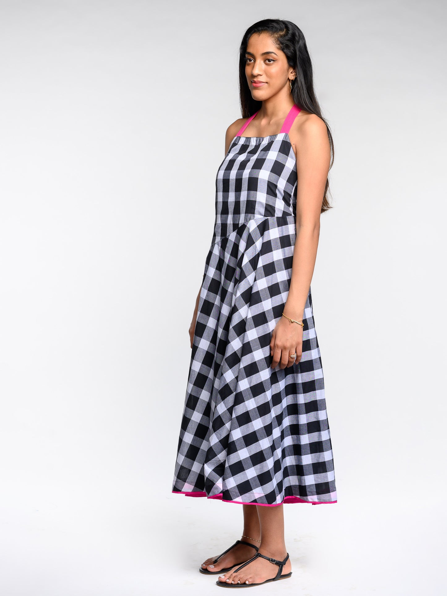 Ivy Handwoven Checkered Pure Cotton Dress