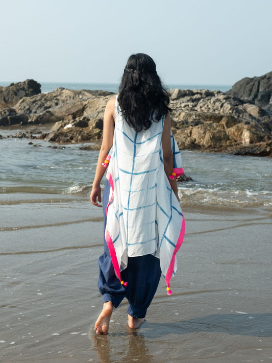 'Ripple' Hand-dyed Shibori Vegan Silk Cape