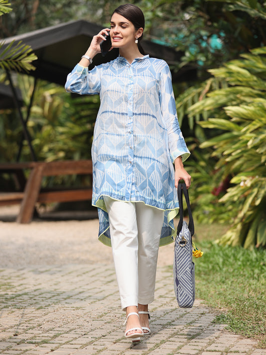 'Aasman' Hand-dyed Shibori Vegan Silk Tunic