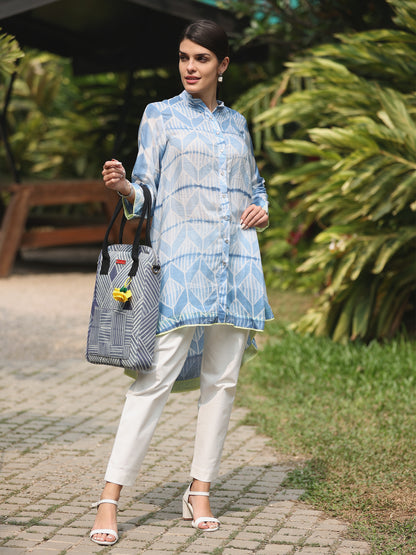 'Aasman' Hand-dyed Shibori Vegan Silk Tunic