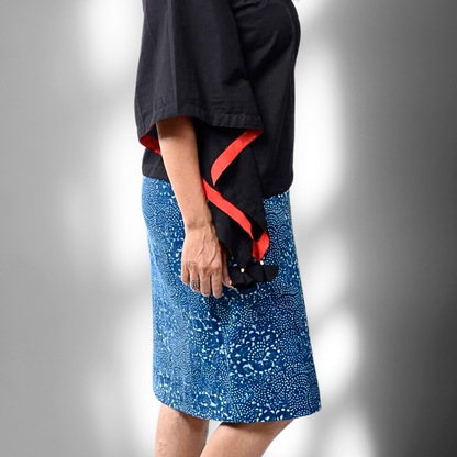 'Selena' Hand Block-printed Pure Cotton Indigo Skirt