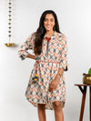 'Amaltas' Button-down Handwoven Ikat Pure Cotton Dress