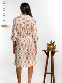 'Amaltas' Button-down Handwoven Ikat Pure Cotton Dress