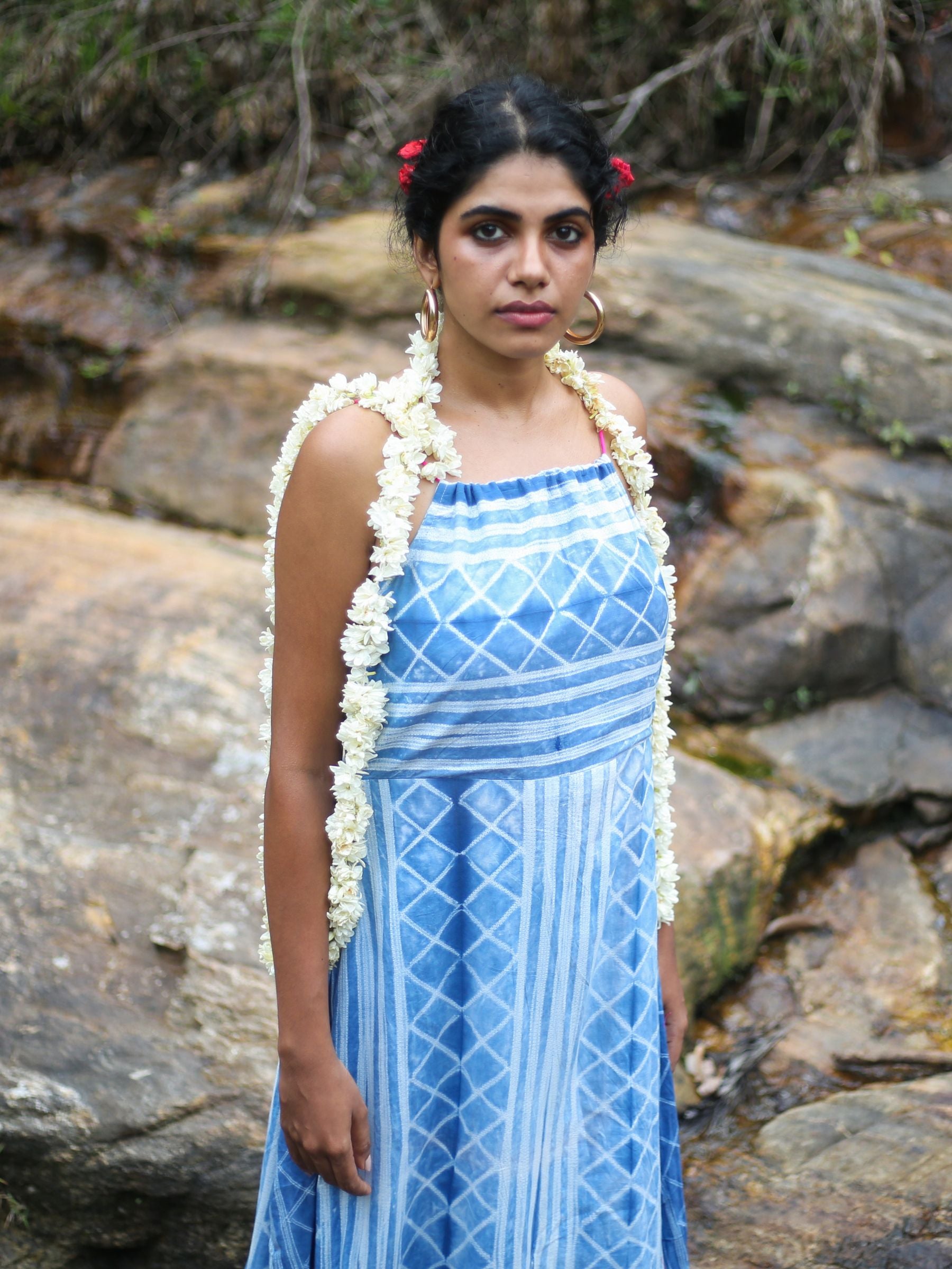 'Anokhi' Hand-dyed Shibori Pure Cotton Dress with Adjustable Straps