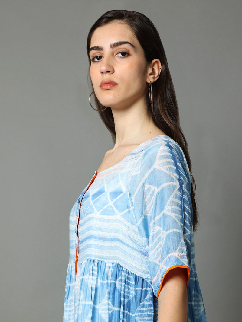 'Aparjita' Hand-dyed Shibori Vegan Silk Double-layer Dress