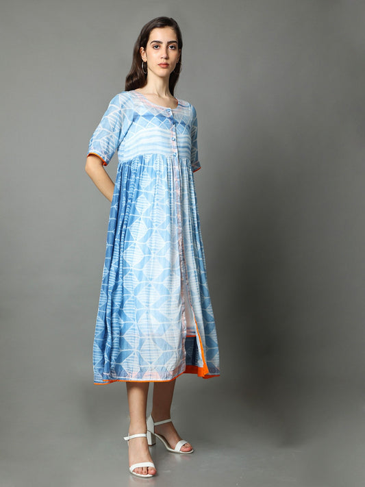 'Aparjita' Hand-dyed Shibori Vegan Silk Double-layer Dress