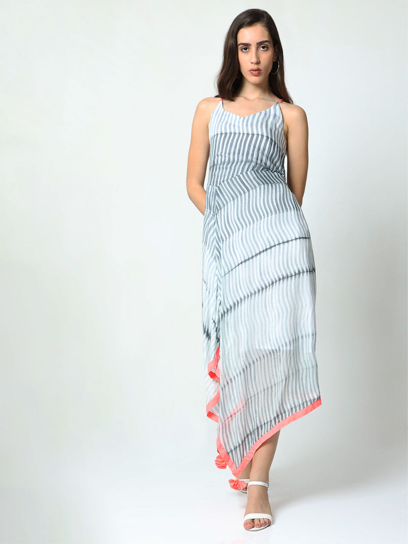 'Aria' Hand-dyed Shibori Vegan Silk High-low Dress