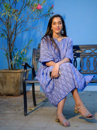 'Bluebell' Handwoven Ikat Pure Cotton Kaftan