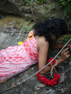 'Coral' Hand-dyed Shibori Pure Cotton Dress with Adjustable Straps